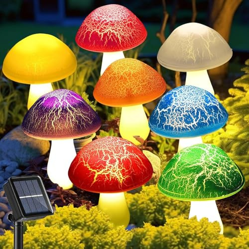 Solar Powered Mushroom Night Lights String, Solar Pilze Lichterkette Garten, 8 Modi Pilz Solar Lichterkette Aussen, Wasserdicht LED Pilzlampe, Solarleuchten Pilze Lampe für Garten Hof Rasen Dekor