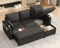 DURASPACE Schlafsofa ausziehbar 2 in 1 Sektional Schlafsofa Couches mit Lagerung, USB, Cup Holder, Pullout Sektional Couches für Wohnung Wohnzimmer (Dunkelgrau)