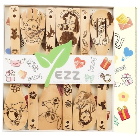 Christmas Gifts, 6Piece Wooden Utensils for Cooking, Wooden Kitchen Accessories Cute and Practical Spoon & Spatula Utensils Set for Women,Cooking Gifts,Housewarming Present (Cute ST)