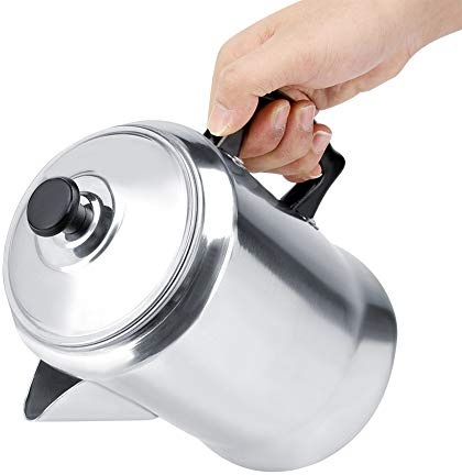 Cyrank Percolateur Coffee Pot, Aluminium Alloy Stoveetop Coffee Percolateur avec couvercle de camping pour le camping Backpacking Voyage