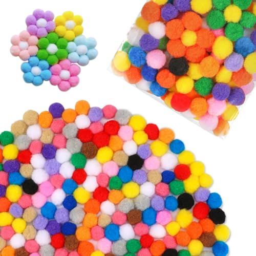 SUVSOON 200Pcs Pom Poms, 1 Inch Multicolor Pompoms for Crafting | Pompoms for Crafting, Pom Pom Balls for DIY Arts Creative Decoration