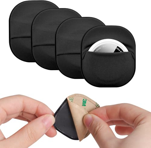 4 Pezzi Custodia per Airtags, Custodia AirTag in leggero, Compatibili con i Tracker Apple AirTag, Include Adesivo 3M, Adatto per Auto, Biciclette, Droni, Macchine Fotografiche, Sci e Valigie