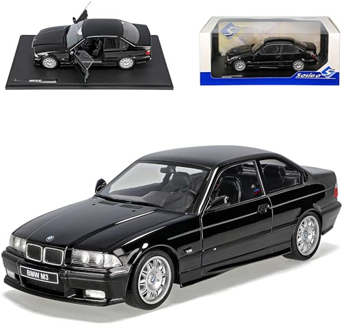 alles-meine.de GmbH B*M*W 3er E36 M3 Coupe Cosmo Schwarz Metallic 1990-2000 1/18 Solido Modell Auto mit individiuellem Wunschkennzeichen