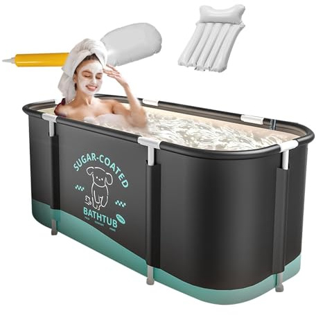 Ungtyb Bañera Portátil para Adultos | Reforzada de Gran Capacidad - 115 x 60 x 50 cm, para Agua Fría,para Patio, Hogar, Camping, Exterior, Verano, Piscina, Lavado