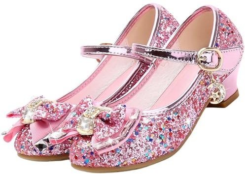 Zapatos Tacon Niña Disfraz Princesa Zapatillas Lentejuelas para Vestir