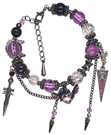SWZYMXH Bracciale Cosplay Durins, Braccialetto Con Perline Di Vetro Viola, Anime Game Durins Accessori Gioielli Per I Fan