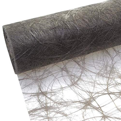 Sizoweb Tischband - 25 Meter Rolle + 100 Deko Sterne in Gold Gratis (20cm Breite, Anthrazit/Taupe)