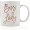 Boss Lady Coffee Mug Faux Pink Glitter Inspirational Motivational Coffee Mugs with Sayings Empowered Woman Gift for Entrepreneur Coworker or Office