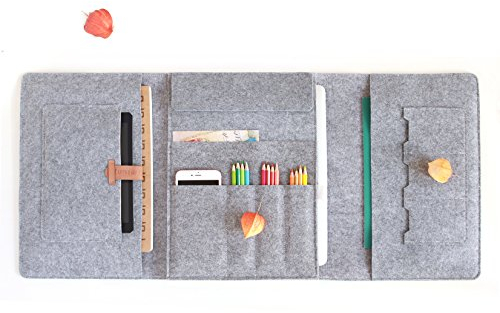 Schreibmappe Laptop Tasche Multifunktional Federmappe aus Filz Tablet Tasche für MacBook Pro 13 iPad Pro 2021 12,9 - Macbook13