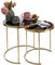 Wohnling Design Satztisch Como Schwarz/Gold Beistelltisch Metall/Glas, Couchtisch Set aus 2 Tischen, Kleiner Wohnzimmertisch, Metalltisch mit Glasplatte, Ablagetisch modern