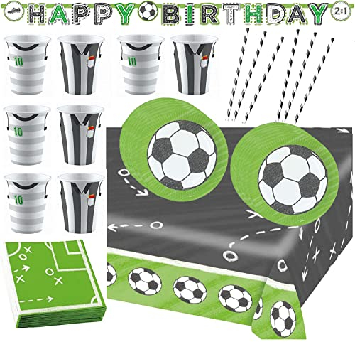 Libetui Juego de 50 piezas de vajilla de fútbol para fiestas de fútbol y fútbol, vajilla desechable para cumpleaños y fútbol