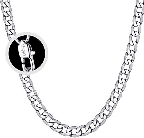 Suplight personalisiert Damen Herren Klassische Kette 20/51cnm Cuban Link Chain Panzerkette Edelstahl 9mm breit Ersatzkette Unisex Jungen Mädchen Halskette Name Gravur Modeschmuck Geschenk