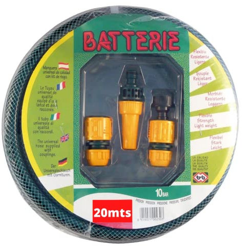 Riegolux 331010 Kit Manguera Batterie con Accesorios, Verde, 20 m