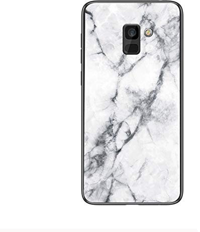 MadBee Coque pour Samsung Galaxy J6 2018 [avec Film de Protection écran],Coque avec Revêtement Arrière en Verre Trempé avec Motif Marbre + TPU Silicone Souple Anti Choc Case Cover (Marbre#1)