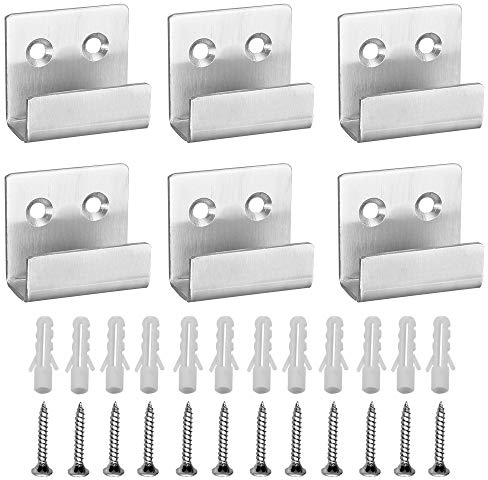 JUN-H 6 piezas Gancho resistente Ganchos de pared Soporte de Electrodomésticos de Metal Cepillado de Acero Inoxidable para Baños y Cocinas Garaje con Ganchos de Fijación