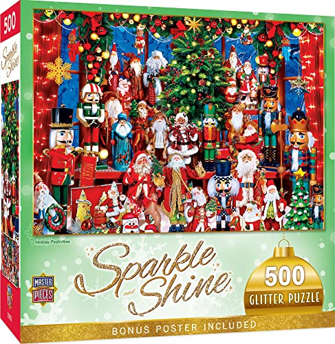 Masterpieces 500 Piece Glitter Christmas Jigsaw Puzzle - Holiday Festivities - 15x21