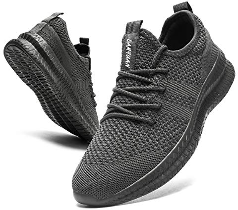 CAIQDM Schuhe Herren Laufschuhe Sneaker Outdoor Sportschuhe Turnschuhe männer Joggingschuhe atmungsaktiv Running Shoes Men Walking Schuhe Freizeitschuhe Fitness Schuhe Dunkelgrau 46 EU