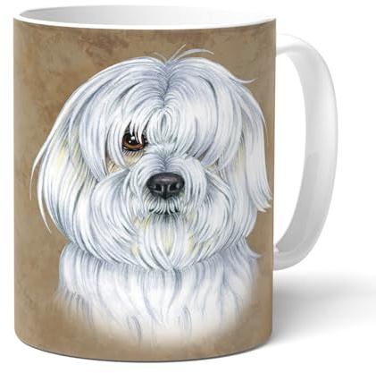 HAVANESER - Kaffeetasse aus Keramik. Becher mit passenden Spruch und Havaneser Zeichnung. Teetasse mit Griff. Mehrwegbecher. Praktisches Geschenk für Frauchen, Herrchen und alle Hunden Liebhaber.