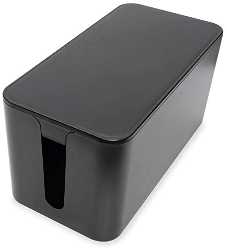 Virone Kabelbox mit Lüftungsschlitzen und Anti-Rutsch-Boden Größe: 407/134 / 154 mm (Schwarz)