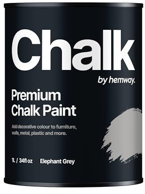 Hemway - Premium Chalk Paint - Elephant Grey 1 L | Chalky Matt Shabby Chic Finish for Interior Furniture & Walls | Quick Dry & 1 Coat