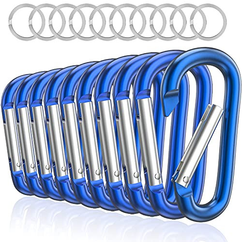 Sprookber 3 Aluminium Karabiner D-Ring - karabinerhaken Clips mit Federschnapphaken für Schlüsselanhänger Clip - 10 Stücke
