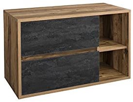 COMAD Meuble de lavabo Hampton 100 cm avec Deux tiroirs et étagère, Meuble de lavabo Suspendu, Meuble Mural, Style Moderne, Style Industriel