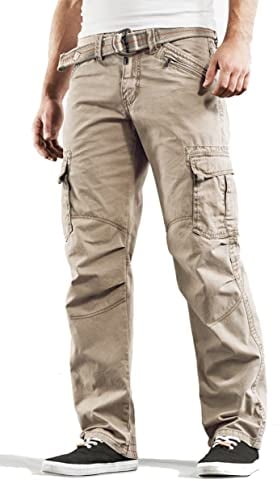Timezone BenitoTZ Herren Cargohose Benito mit Stoffgürtel (W38/L32, Dune Brown)