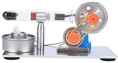 Tiiyee Mini Stirling Engine Model, Stainless Steel Hot Air Power Generator Kit for Lab Physics Education Experiment Students Science Project