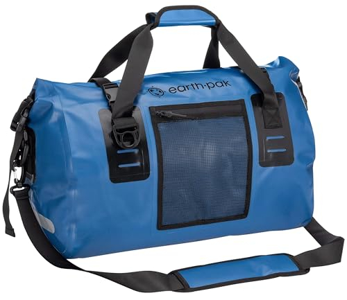 Earth Pak Seesack, wasserdicht, robuste Motorrad-Trockentasche mit großem Stauraum, perfekt für Reisen, Camping, Kajakfahren, Angeln und Kanufahren, Größen: 50 l/70 l/90 l/120 l, Blau, 120L