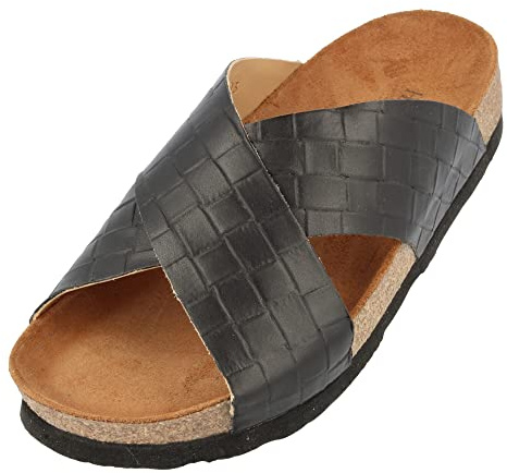 HAFLINGER Bio Mio Leder Pantolette Sandale Unisex (Paris Schwarz 1678), Gr 37