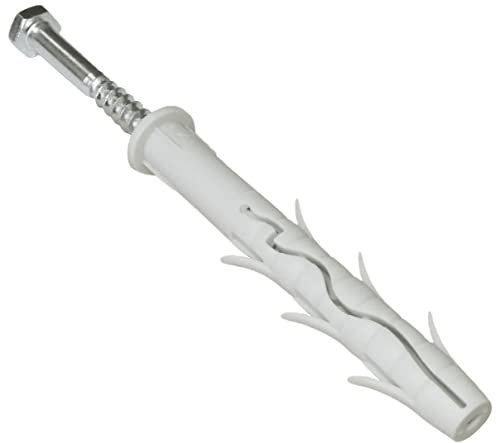 AERZETIX - C57440 - Set di 10 tasselli in plastica a testa fresata con alette Ø12x100mm + 10 viti tirafondi Ø8x100mm con impronta 6 lati in acciaio - colore argento