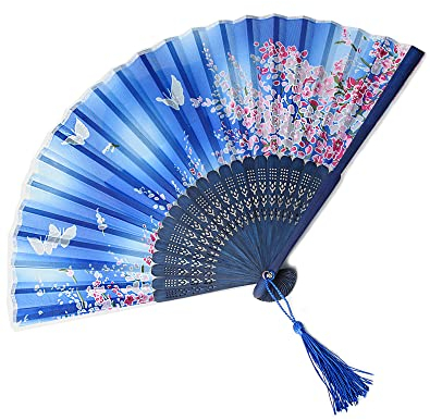 Tragbarer Handfächer Faltventilator, Seiden-fächer Chinesischen Stil Hand Fächer, Traditioneller Handventilator für Hochzeit/Fotografie/Show/Geschenk/Dekoration, Manuelle Ventilator-Handfaltung