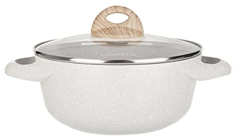 KASANOVA, Casseruola Belly Cosy con 1 Manico Soft Touch con Coperchio, Rivestimento AntiGraffio e Antiabrasione, Diametro 24 cm