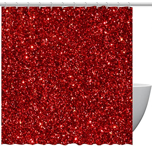 Shower Curtain,Red Glitter Sequins Pattern,60x72,66x72,72x72