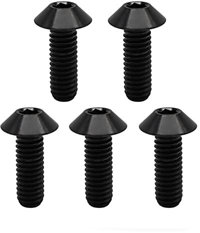 RISON Titanium Bolzen M5x0.8x16mm Titan Kuppelkopf Kopfbolzen Innensechskant Bolzen Schwarz Titanschrauben Sockel Kopf Schraube für Fahrrad Motorrad 5 Stück