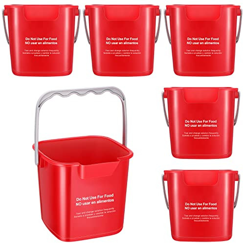 Roshtia 6 Pcs 3 Quart Sanitizing Cleaning Bucket Square, Red