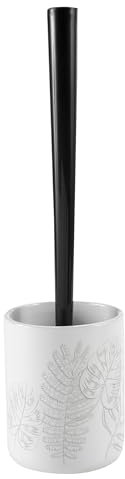 Douceur d'Intérieur, Brosse WC (Diamètre 10 x 36.5 cm) Amber, Céramique Imprimée et Bambou