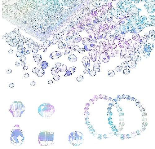 800 Stück Perlen Set, 4/6/8mm Unregelmäßig Perlen für Armbänder, Mehrere Größen Glasperlen Set, Facettierte Perlen Zum Auffädeln Erwachsene für Erwachsene Kinder DIY Chocker Halskette Armband Ohrringe