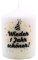 Stumpenkerze, Geburtstagskerze in weiß mit Schriftzug - Wieder 1 Jahr schöner -, in schwarz, Größe: H/Ø ca. 8 x 6 cm