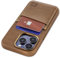 Dockem Genuine Leather Card Case for iPhone 15 Pro with Built-in Metal Plate for Magnetic Mounting, Stitched-on Wallet with 2 Credit Card Pockets (Light Brown, M2GL)