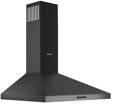 Wiggo A630P Dunstabzugshaube 60cm I Abluft Umluft Dunstabzug 680m³/h für große Küchen I Knöpfe 3 Absaug-Stufen I Energieeffizienzklasse A inkl. 2x Kohlefilter I Abzugshaube Wandmontage schwarz