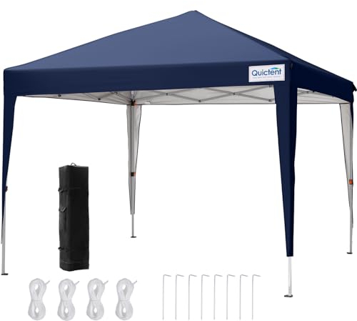 Quictent Pavillon 3x3m Wasserdicht Faltpavillon Stabil Winterfest, Pop-Up Klicksystem, UV-Schutz 50+, Gartenzelt, Partyzelt, Festzelt Blau