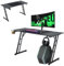 Froadp Bureau de gaming - 120 x 60 cm - Surface en fibre de carbone - Ergonomique - Avec porte-gobelet et crochet pour casque - Cadre en Z stable - Charge maximale : 150 kg