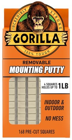 Gorilla Mounting Paint, Natural Brown, 168 Pre-Cut Squares (Pack of 1) - Removable and Repositionable Non-Toxic Wall Putty