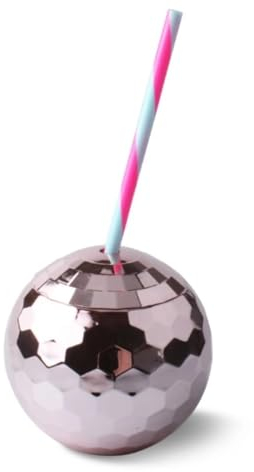 Greensen Disco Ball Party Cup, Pink, 580ml, Polished Finish, Polystyrene Material, Retro Disco Appearance, Perfect for Parties and Gifts