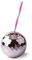 Greensen Disco Ball Becher mit Strohhalm 580ml Glitzer Discokugel Trinkbecher, Retro Disco Party Becher, Rosa