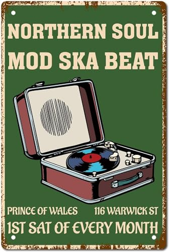 kisoyo Northern Soul Mod Ska Beat Metall-Blechschild, Vintage-Wandkunst, Dekoration, Hausschild, Poster für Zuhause, Bar, Pub, Garten, Küche, Kaffee, Garage, Dekoration, 30,5 x 40,6 cm