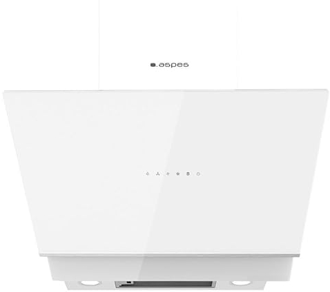 Aspes Campana Extractora Inclinada 60cm Cristal blanco ACPD600A3IB. Potencia 650m3/h, Tiro Doble, 4 Velocidades, Control Táctil, Filtro apto para Lavavajillas
