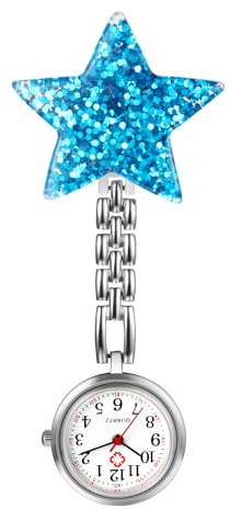 Silverora Taschenuhr Krankenschwester Uhren Schwesternuhren: Gut Lesbare Schwester Uhren mit Clip Fob Uhr Ansteckuhr Pulsuhren Hilfsuhr Arbeitsuhr für Ärzte Pflege Blau