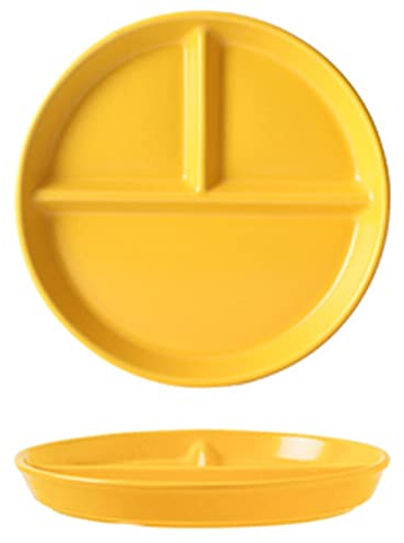 SMBAOFUL Plato de Control de porciones de cerámica para PC para una alimentación Saludable, Plato Redondo Dividido, 9 Colores, Plato de Postre Opcional, Plato de Ensalada, Plato de Cena para Adultos